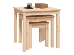 Mesa De Centro* Mesas de encastrar 3 pcs madeira de pinho maciça PT859480 Castanho