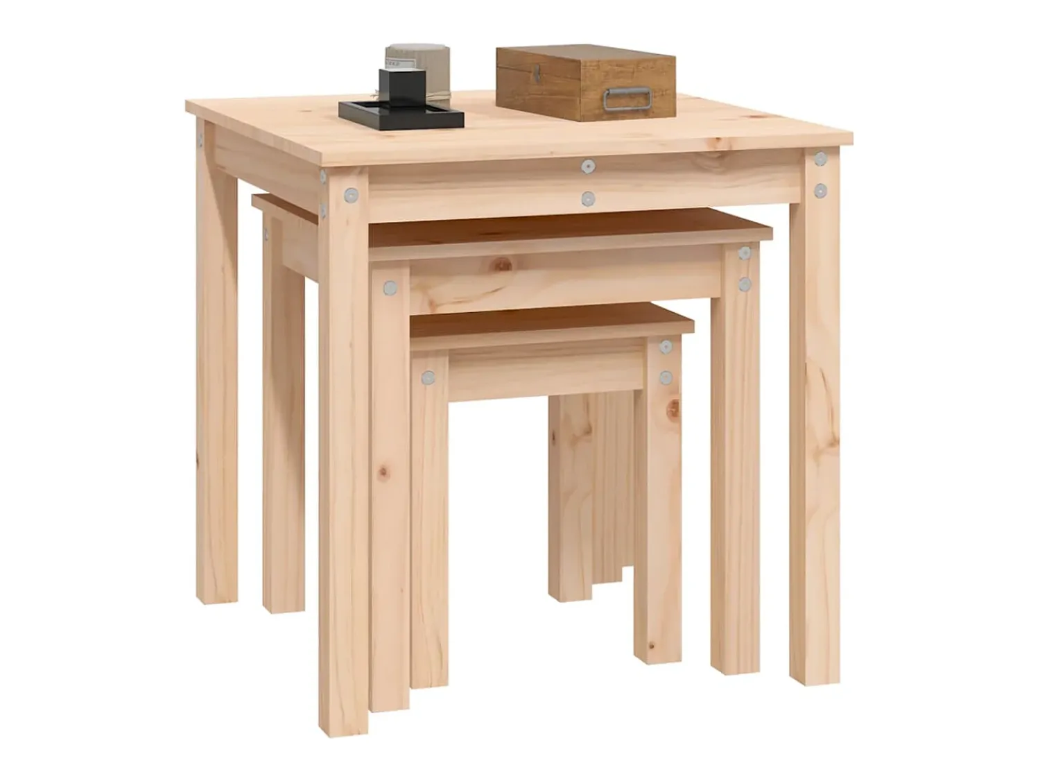 Mesa De Centro* Mesas de encastrar 3 pcs madeira de pinho maciça PT859480 Castanho