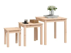 Mesa De Centro* Mesas de encastrar 3 pcs madeira de pinho maciça PT859480 Castanho