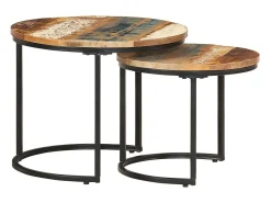 Mesa De Centro|vidaxl Mesas de encastrar 2 pcs madeira recuperada maciça Natural claro