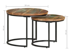 Mesa De Centro|vidaxl Mesas de encastrar 2 pcs madeira recuperada maciça Natural claro