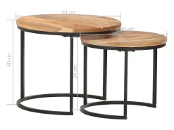 Mesa De Centro|vidaxl Mesas de encastrar 2 pcs madeira de acácia maciça Natural claro