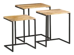 Outlet Mesas de encastrar 3 pcs madeira de acácia maciça PT407953 Castanho