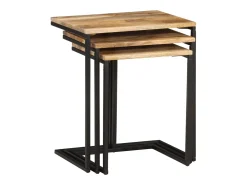 Outlet Mesas de encastrar 3 pcs madeira de acácia maciça PT407953 Castanho