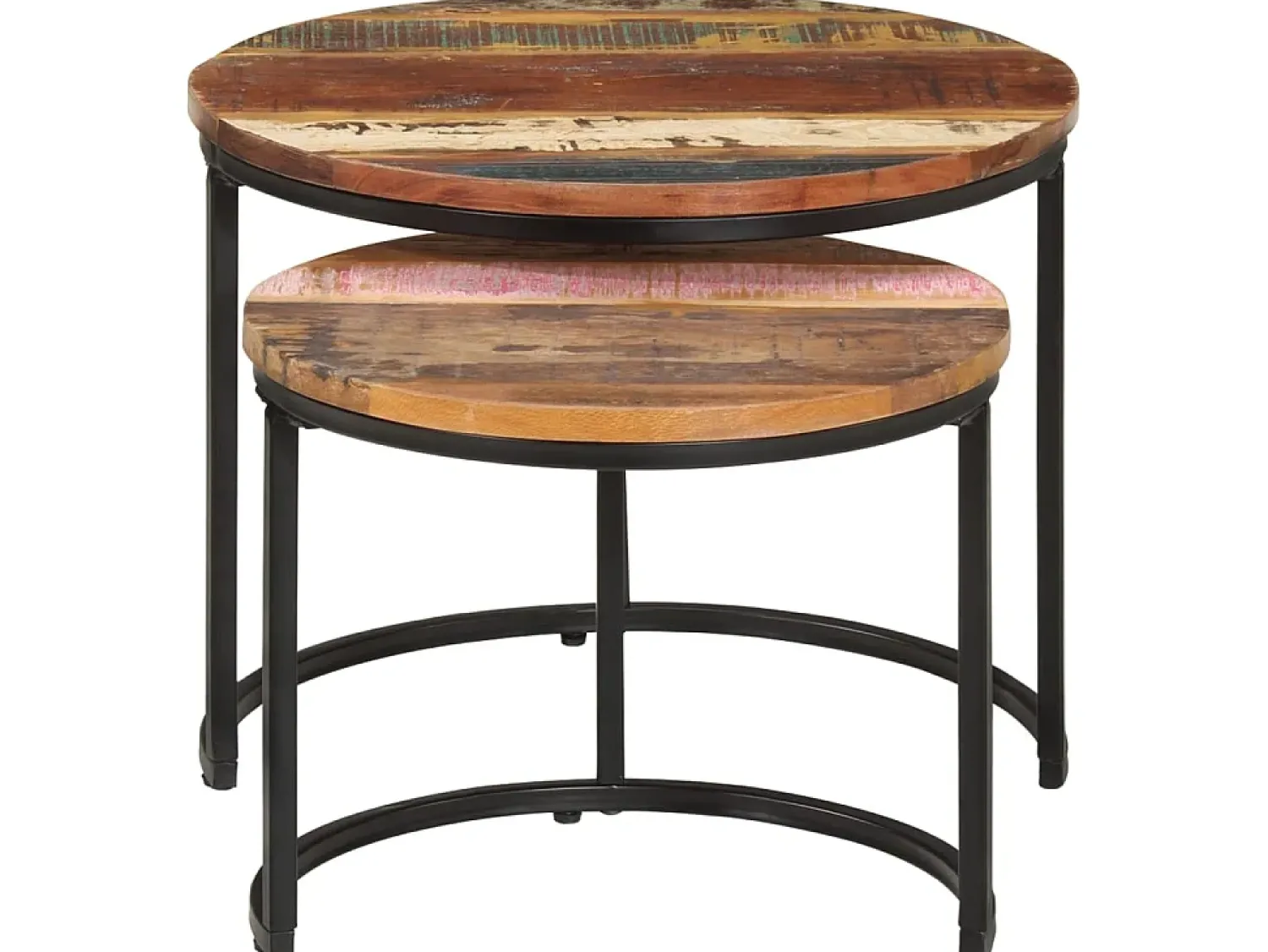 Mesa De Centro| Mesas de encastrar 2 pcs madeira recuperada maciça PT577516 Castanho