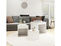 Mesa De Centro* Mesas de encastrar 3 pcs madeira processada PT546790 Branco