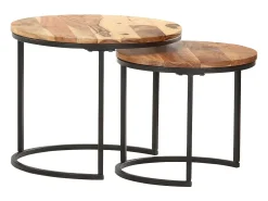 Mesa De Centro* Mesas de encastrar 2 pcs madeira de acácia maciça PT658456 Castanho