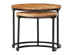Mesa De Centro* Mesas de encastrar 2 pcs madeira de acácia maciça PT658456 Castanho