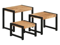 Best vidaxl Mesas de encastrar 3 pcs madeira maciça Natural claro