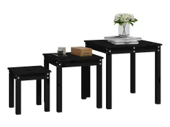 Mesa De Centro* Mesas de encastrar 3 pcs madeira de pinho maciça PT913641 Preto