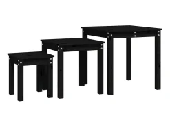 Mesa De Centro* Mesas de encastrar 3 pcs madeira de pinho maciça PT913641 Preto