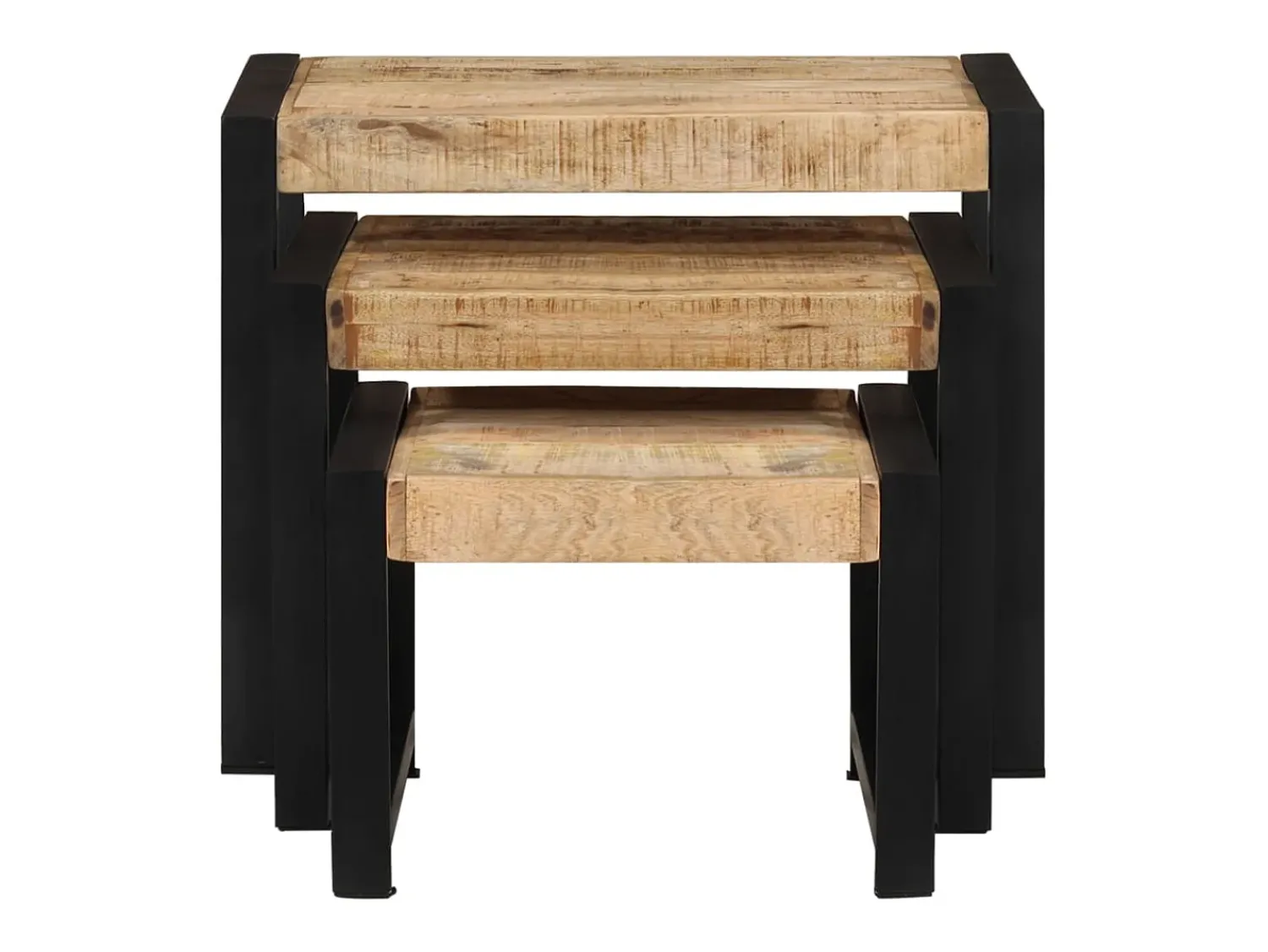 Mesa De Centro* Mesas de encastrar 3 pcs madeira de mangueira maciça PT177378 Castanho