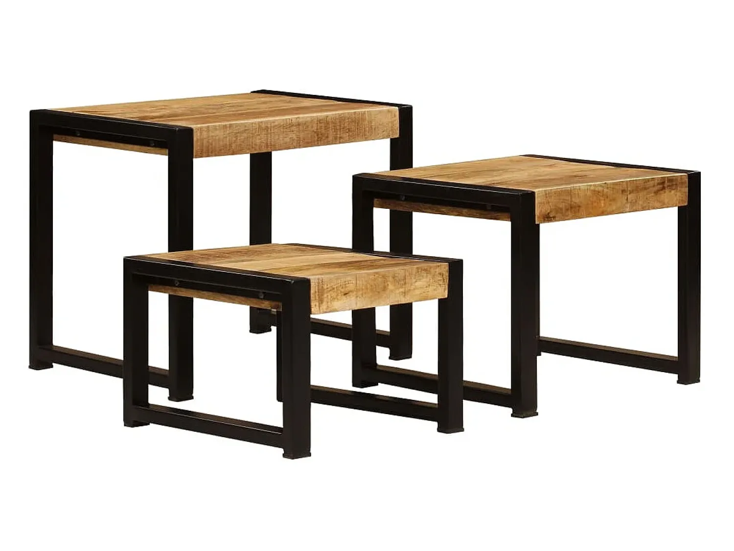 Mesa De Centro* Mesas de encastrar 3 pcs madeira de mangueira maciça PT177378 Castanho