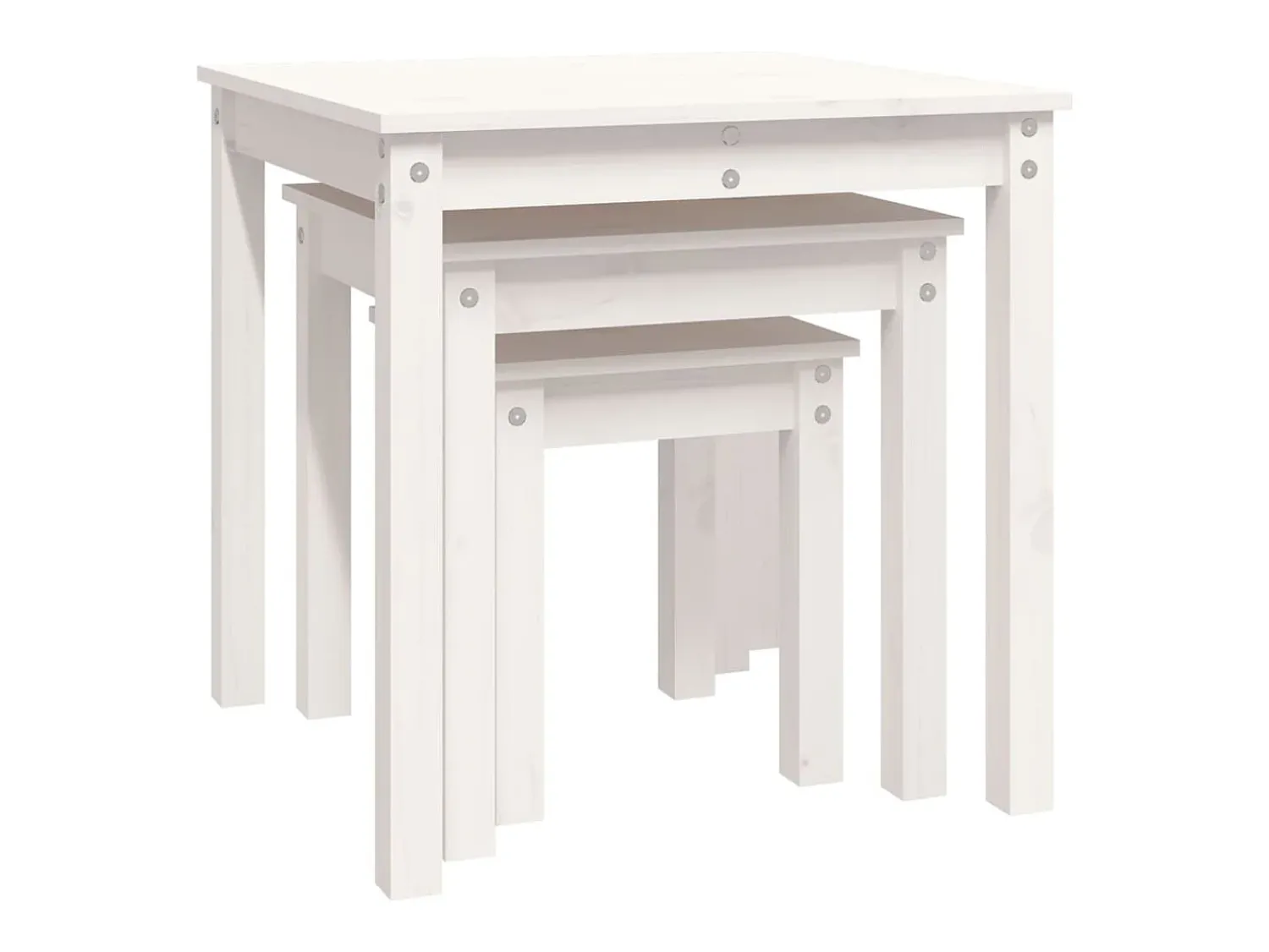 Mesa De Centro|vidaxl Mesas de encastrar 3 pcs madeira de pinho maciça Branco