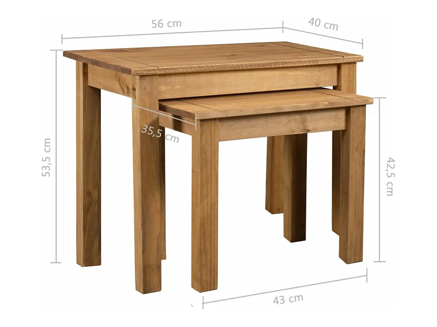 Mesa De Centro|vidaxl Mesas de encastrar 2 pcs madeira pinho maciça Panama Natural claro