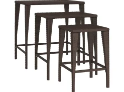 New Mesas de encastrar 3 pcs vime PE PT781515 Castanho
