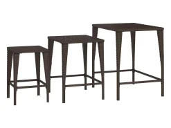 New Mesas de encastrar 3 pcs vime PE PT781515 Castanho