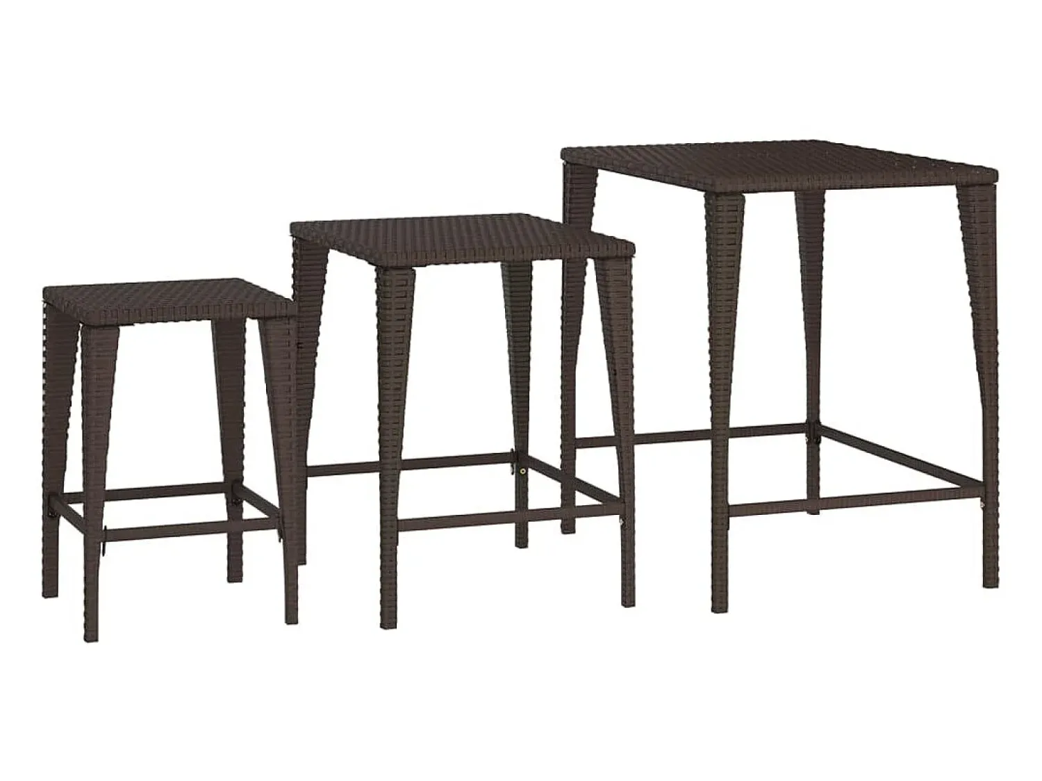 New Mesas de encastrar 3 pcs vime PE PT781515 Castanho