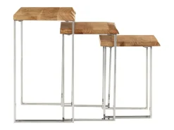 Mesa De Centro| Mesas de encastrar c/ borda viva 3 pcs madeira de acácia maciça PT760333 Castanho