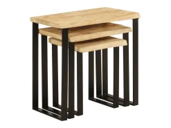 Mesa De Centro* Mesas de encastrar c/ borda viva 3 pcs madeira mangueira maciça PT625004 Castanho