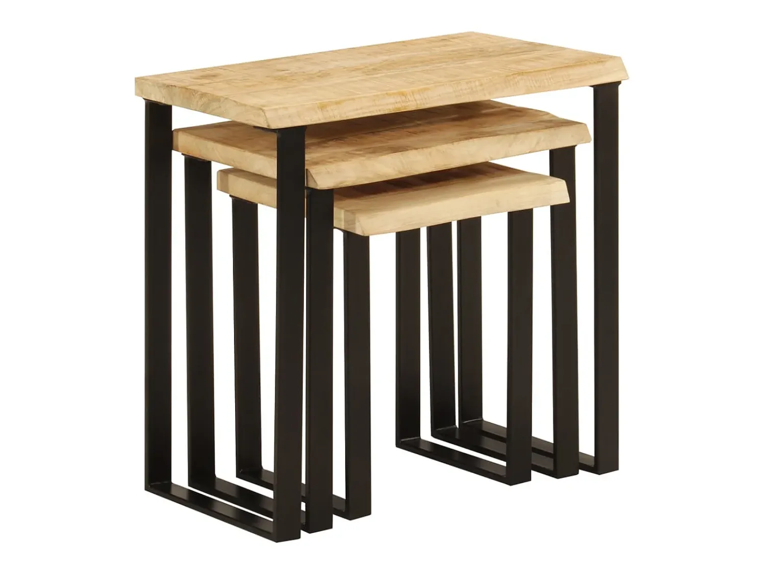 Mesa De Centro* Mesas de encastrar c/ borda viva 3 pcs madeira mangueira maciça PT625004 Castanho