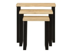 Mesa De Centro* Mesas de encastrar c/ borda viva 3 pcs madeira mangueira maciça PT625004 Castanho
