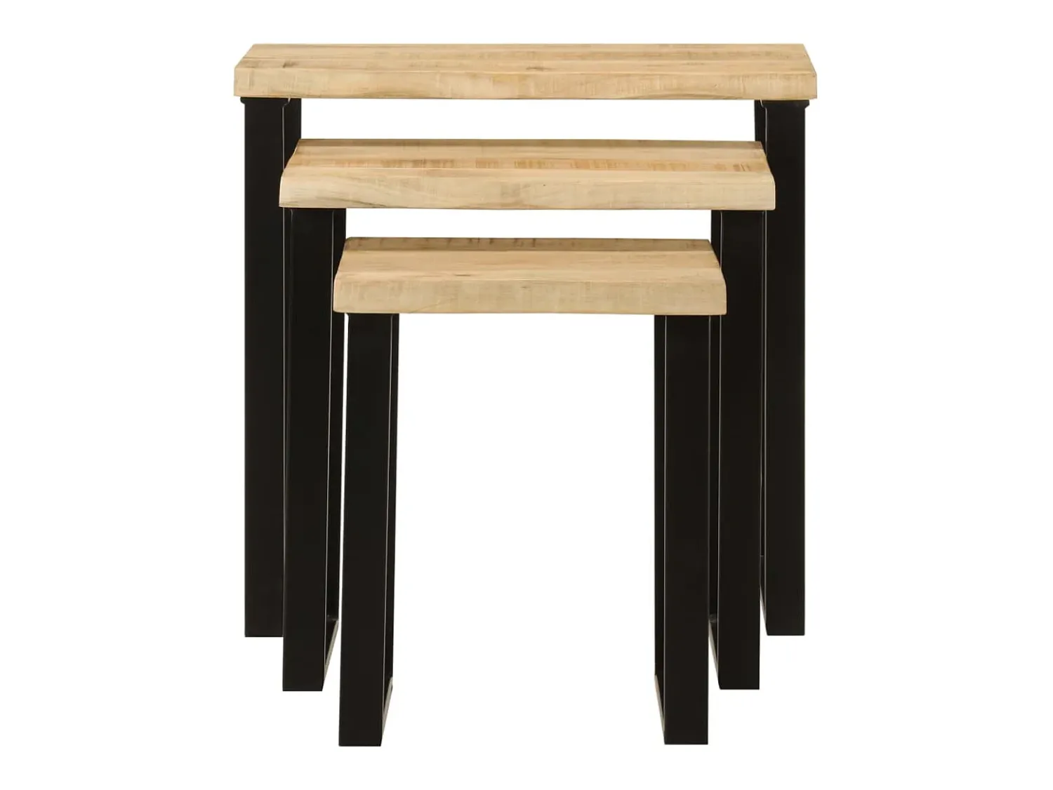 Mesa De Centro* Mesas de encastrar c/ borda viva 3 pcs madeira mangueira maciça PT625004 Castanho