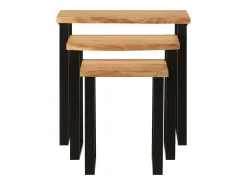 New Mesas de encastrar c/ borda viva 3 pcs madeira de acácia maciça PT772529 Castanho