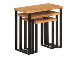 New Mesas de encastrar c/ borda viva 3 pcs madeira de acácia maciça PT772529 Castanho
