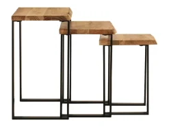 New Mesas de encastrar c/ borda viva 3 pcs madeira de acácia maciça PT772529 Castanho