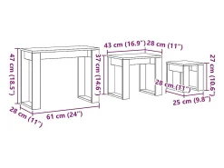 Outlet vidaxl Mesas de encastrar 3pcs derivados de madeira carvalho artisiano Natural claro