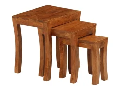 Mesa De Centro|vidaxl Mesas encastrar 3 pcs madeira acácia maciça 50x35x50cm castanho Natural claro
