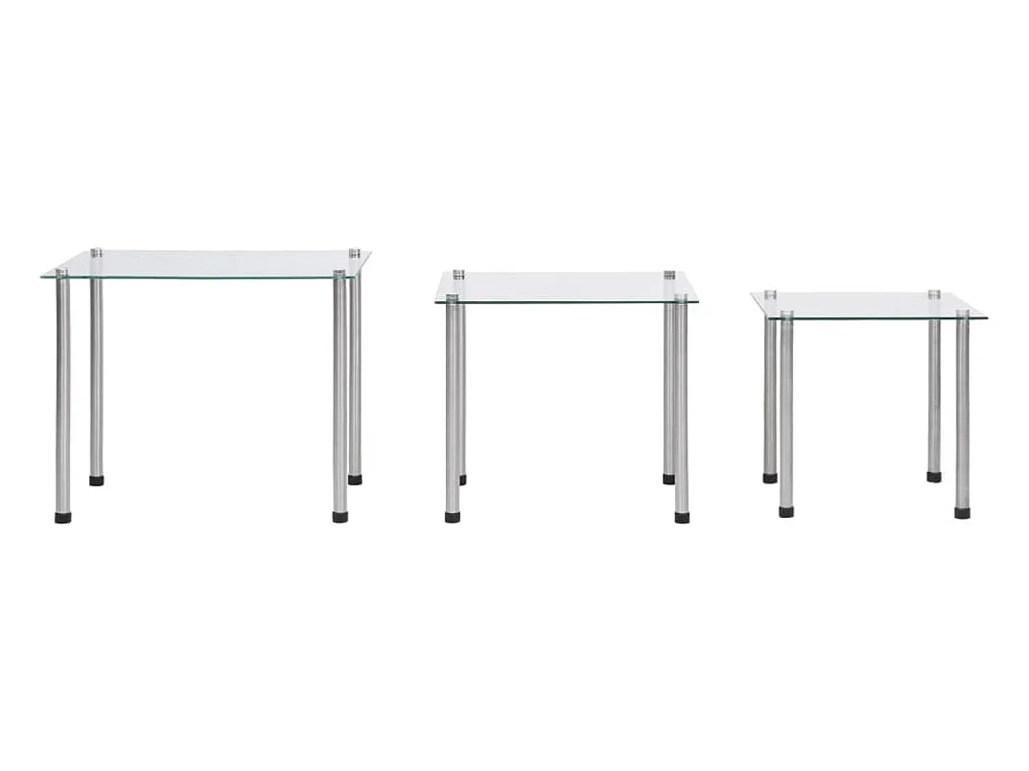 Mesa De Centro|vidaxl Mesas encastráveis 3 pcs vidro temperado Transparente