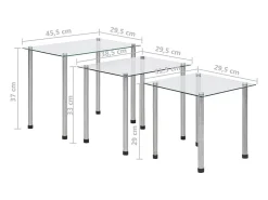 Mesa De Centro|vidaxl Mesas encastráveis 3 pcs vidro temperado Transparente