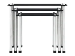 Mesa De Centro|vidaxl Mesas encastráveis 3 pcs vidro temperado Preto