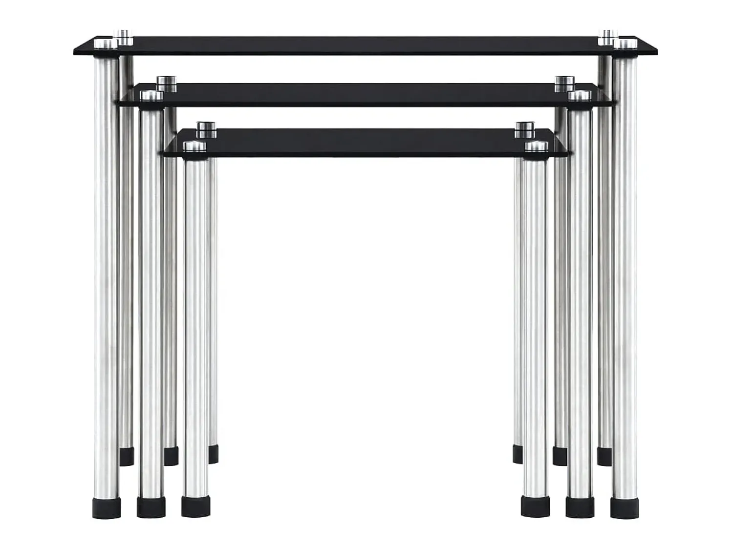 Mesa De Centro|vidaxl Mesas encastráveis 3 pcs vidro temperado Preto
