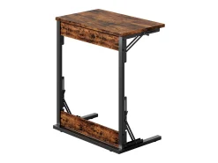 Mesa De Apoio*Hauss Spole Mesas laterais dobráveis ​​- Metal preto e madeira rústica castanha Castanho