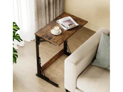 Mesa De Apoio*Hauss Spole Mesas laterais dobráveis ​​- Metal preto e madeira rústica castanha Castanho