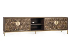 New Giner y colomer Meuble tv 4 portes manguier sola de madeira e metal Castanho