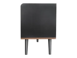 Móvel De Tv*Hauss Spole Meuble TV avec 2 tiroirs et 2 portes coulissantes, porte rayée, noir et bois Preto