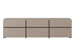 New Meublorama Meuble TV 180cm coloris beige et noir collection HAVANA. Meuble design avec 3 portes et 3 tiroirs. Bege