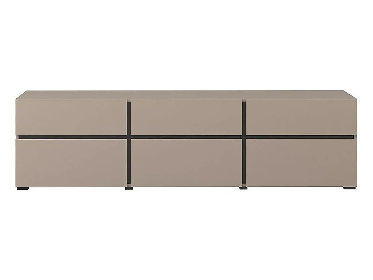 New Meublorama Meuble TV 180cm coloris beige et noir collection HAVANA. Meuble design avec 3 portes et 3 tiroirs. Bege