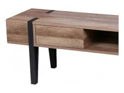 Móvel De Tv*Meublorama Meuble TV LOVY – Bois avec Pieds en Métal Noir, 1 Tiroir et 1 Niche Castanho