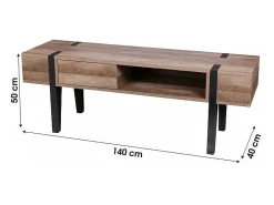 Móvel De Tv*Meublorama Meuble TV LOVY – Bois avec Pieds en Métal Noir, 1 Tiroir et 1 Niche Castanho