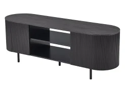 Móvel De Tv|Meublorama Meuble TV VAGOS – Coloris brun foncé – Meuble TV arrondi – 2 portes & 2 niches – 160 cm – Design contemporain Cinza antracite