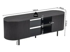 Móvel De Tv|Meublorama Meuble TV VAGOS – Coloris brun foncé – Meuble TV arrondi – 2 portes & 2 niches – 160 cm – Design contemporain Cinza antracite
