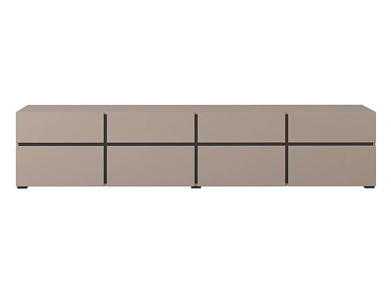 Móvel De Tv|Meublorama Meuble TV XL coloris beige et noir 225cm collection HAVANA. Meuble design avec 4 portes et 4 tiroirs. Bege