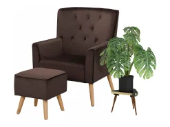Outlet Loft24 Michigan | Cadeirão com banco de veludo Castanho
