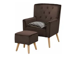 Outlet Loft24 Michigan | Cadeirão com banco de veludo Castanho