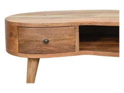 Sale Mini mesa de centro em carvalho ondulado. Bege